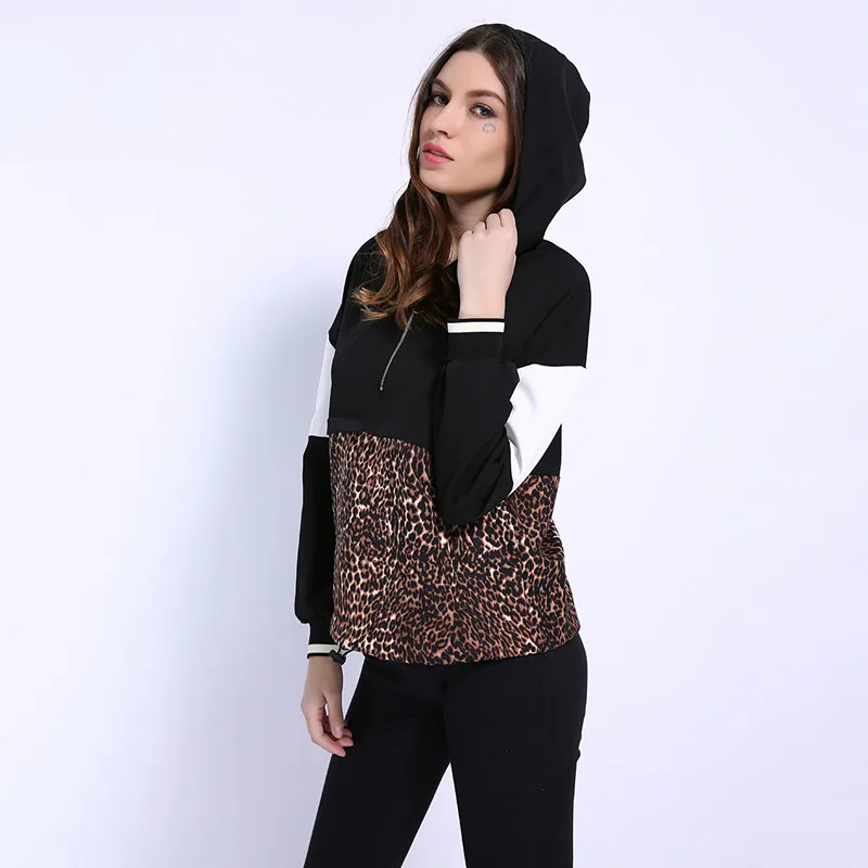 Женский комплект из 2 предметов осенний свитер с леопардовым принтом штаны до