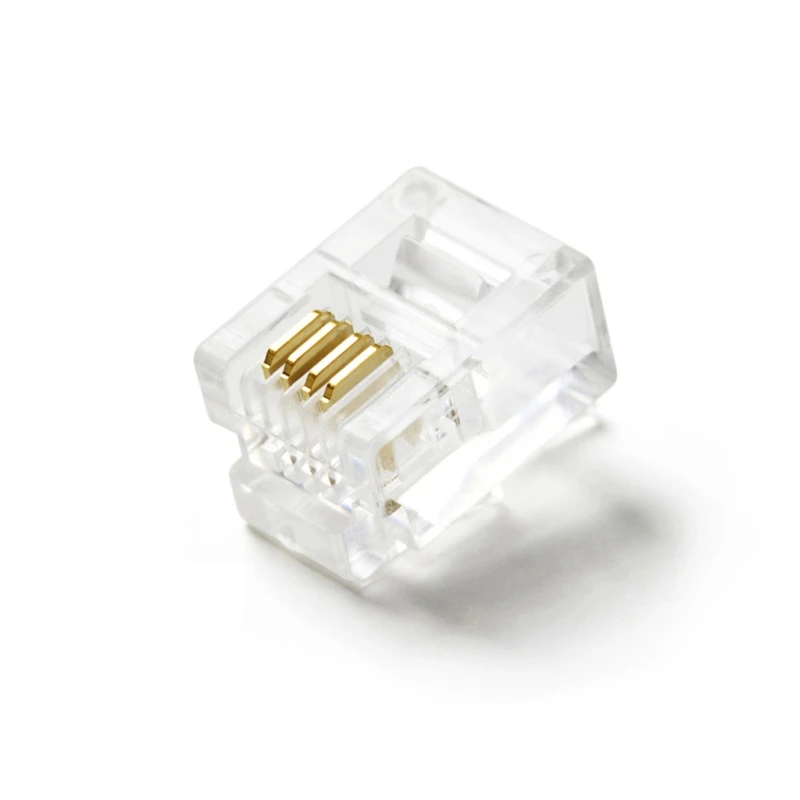 Quality Telephone Crystal Head 6P4C Plug RJ11 Connector OFC Copper Core 4-wire Cable Adapter For CAT3 Digital Phone Fax Modem