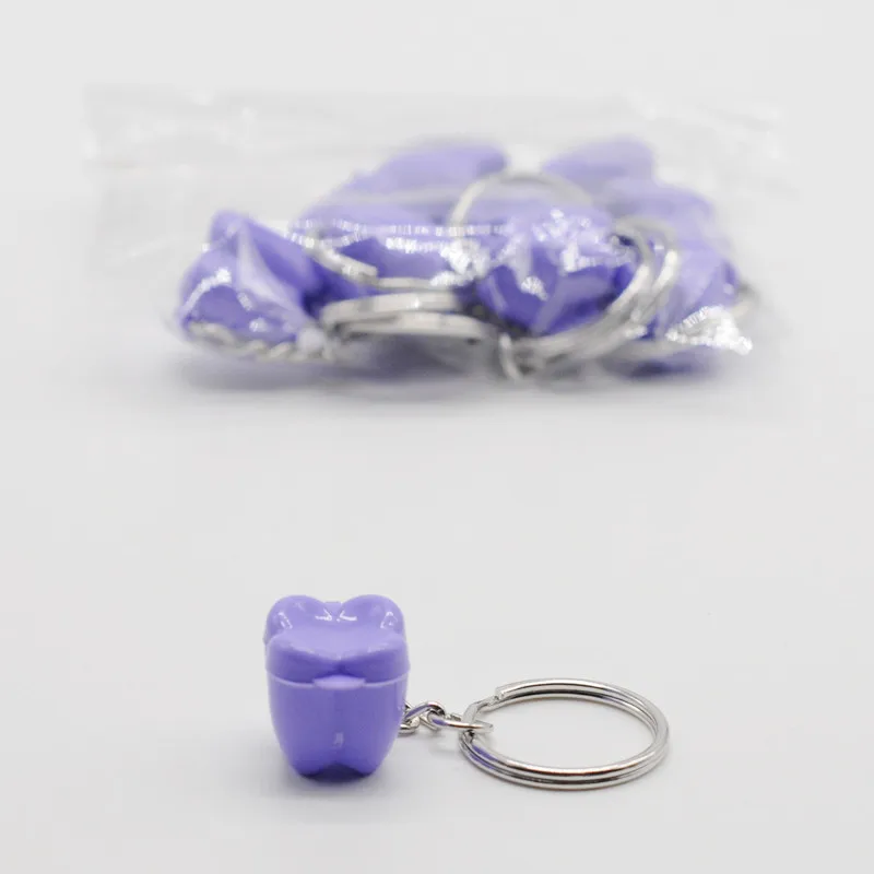 Purple Стоматологическая клиника подарок 10 шт многоцветная упаковка молочных зубов коробка брелок - Цвет: Purple