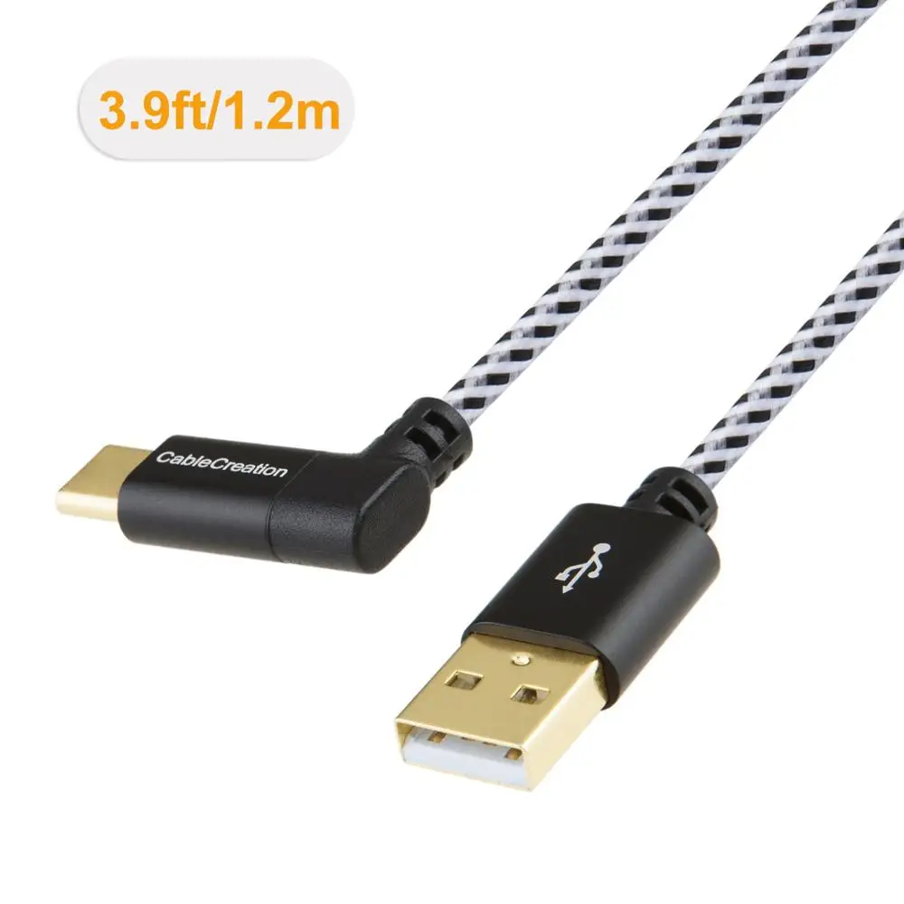 Кабель типа C к USB A кабель с прямым углом плетения для зарядки и передачи данных