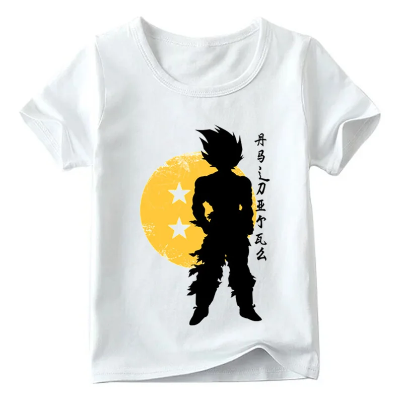Детская футболка с принтом «Dragon Ball Goku Shadow», топы с короткими рукавами для маленьких мальчиков и девочек, Детские Мягкая футболка, HKP2185