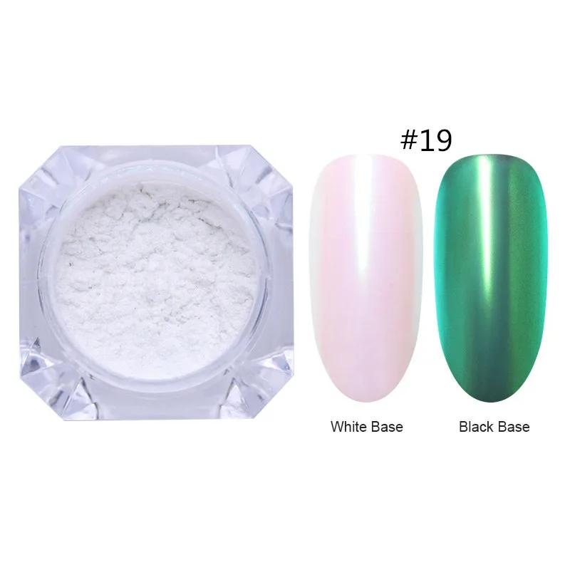 19 0.5g/box Chameleon Nail Powder Nail Art Decorations Shining Glitters Dust Nail Pigment Glitter Powder Black Base Needed - Цвет: 19