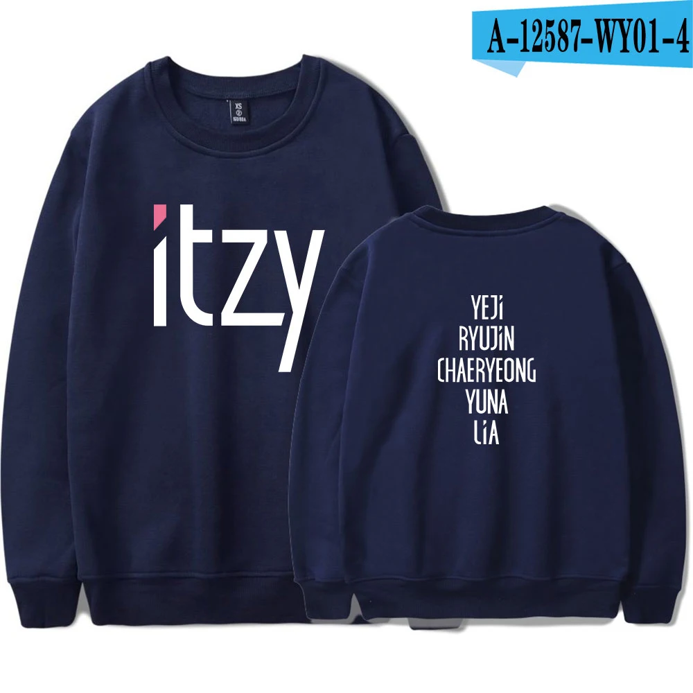 Новая Мода Kpop Itzy толстовки с принтом для мужчин женщин монолитным Толстовка повседневное О образным вырезом длинным рукавом унисекс Harajuku - Цвет: 4