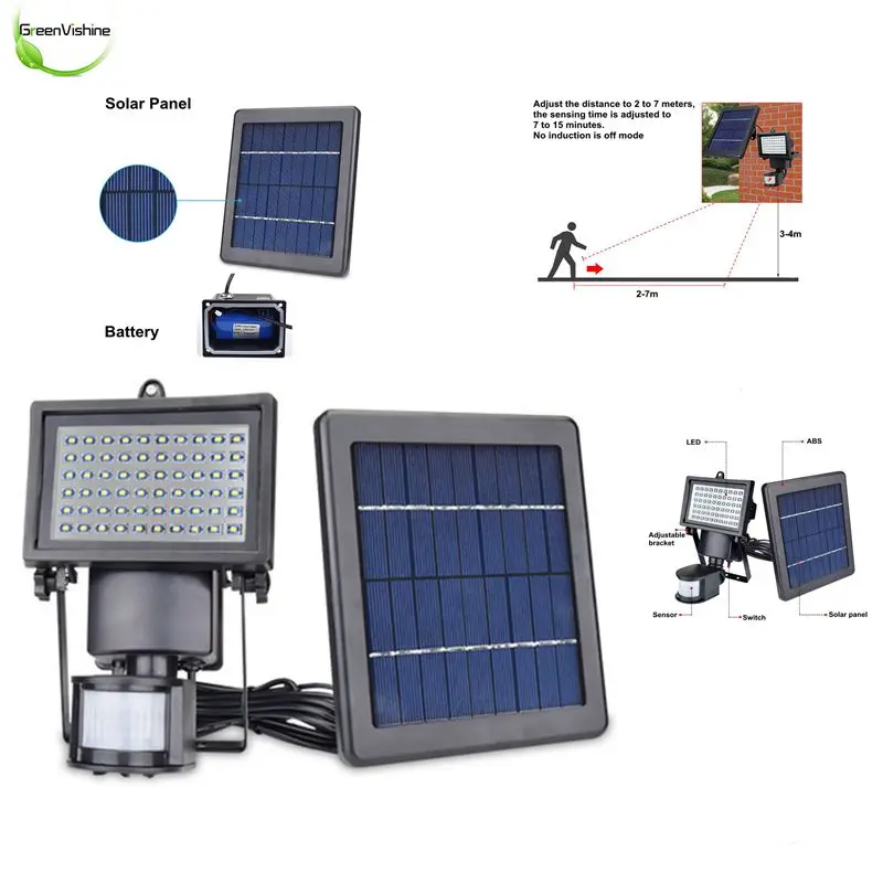 1 шт. Солнечная садовая стена 60 светодиодов лампа наружный водонепроницаемый