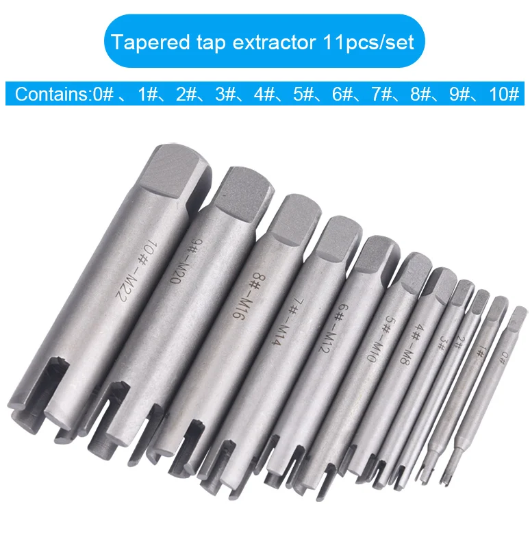 11Psc M4-M24 Broken Tap Extractor Guide Set Easy Out Broken Wire Screw Remover Tools Screw Extractor Wrench Set Drill Bit - Цвет: 11Psc