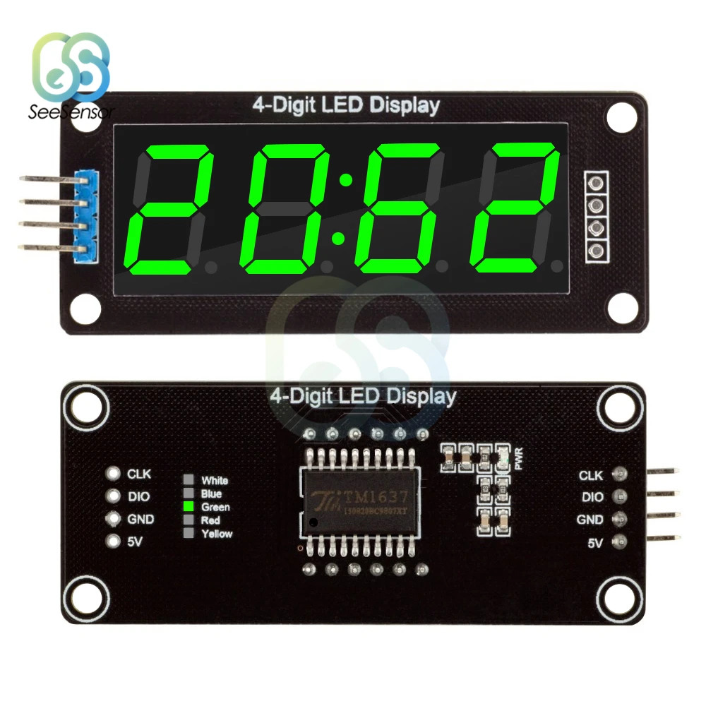 Цифровые часы TM1637 с двойной точкой 4-значный светодиодный дисплей 0 56 дюйма