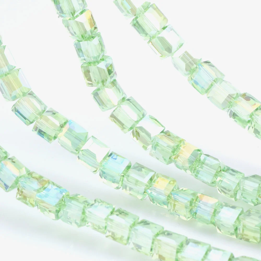 

OlingArt Square 3/4/6/8MM Austria Crystal Beads charm Glass Beads Green apple color Loose Spacer Bead for DIY Jewelry Making