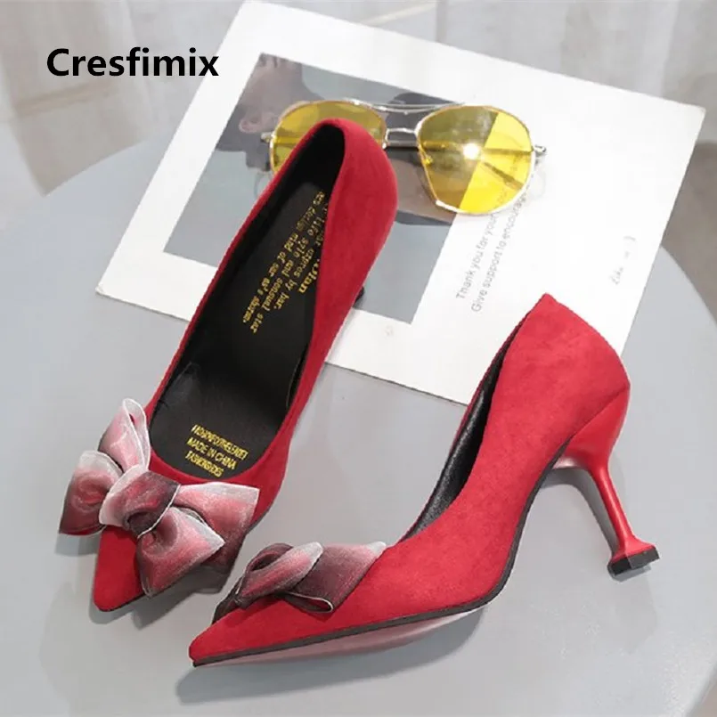Туфли Cresfimix женские классические без застежки на высоком каблуке милые черные
