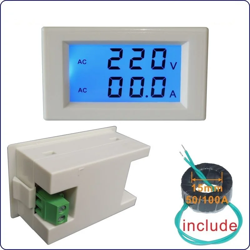 Цифровой вольтметр амперметр переменного тока 80 300 В 2 провода|current meter|lcd digital ammeterac