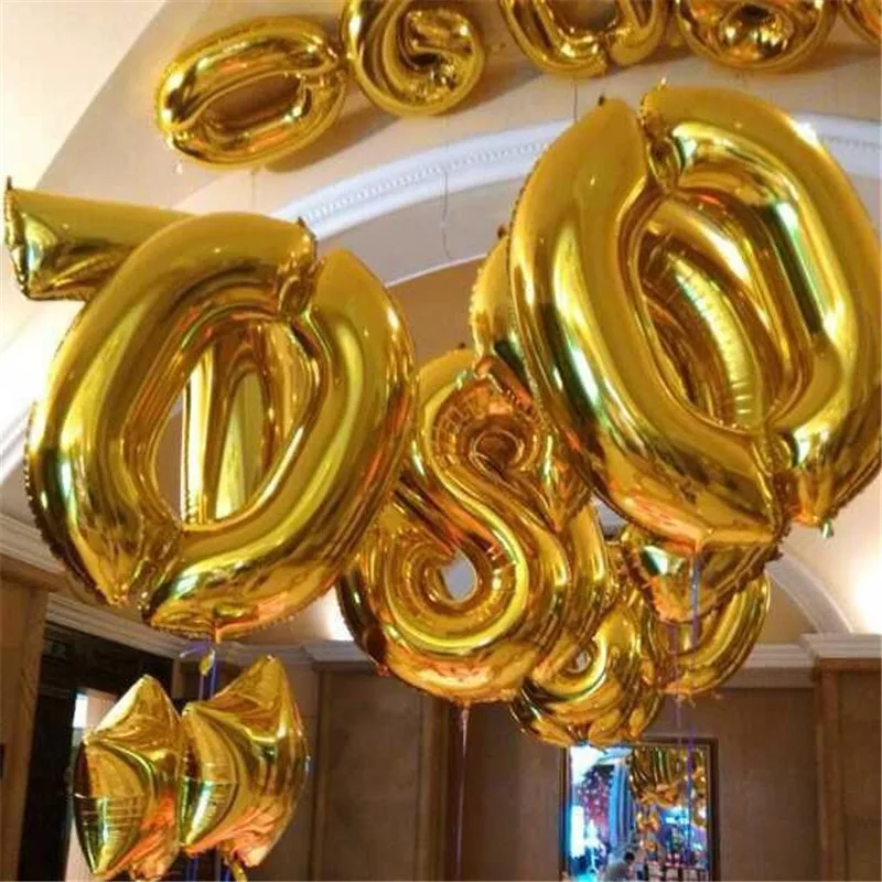 Party Balloons 16 inch Gold Silver Foil Happy Birthday Wedding Decoration Number Balloon Air Ballons 5Z | Дом и сад