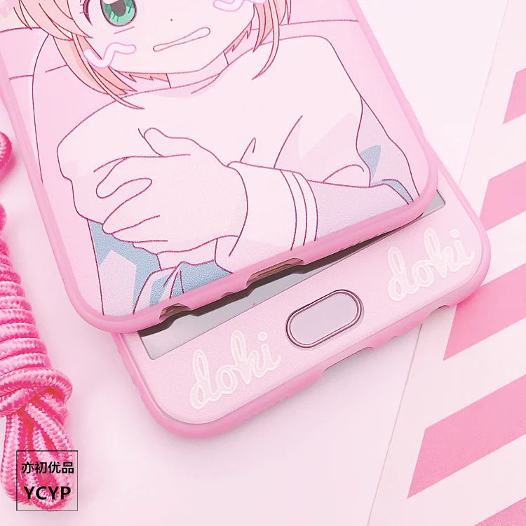 Мягкий чехол и переднее закаленное стекло для huawei mate 9/ mate10 10pro /mate9pro lovely girl Pink Sakura +