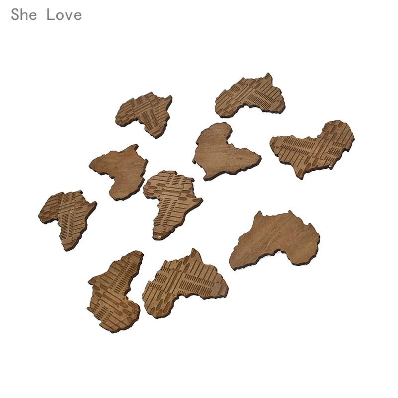 

Chzimade 10pcs Wood Africa Map Shape DIY Scrapbook Party Supplies Crafts