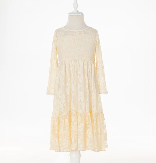 kids dresses for special occasions vintage flower girls wedding lace long sleeve party beach dress | Детская одежда и обувь