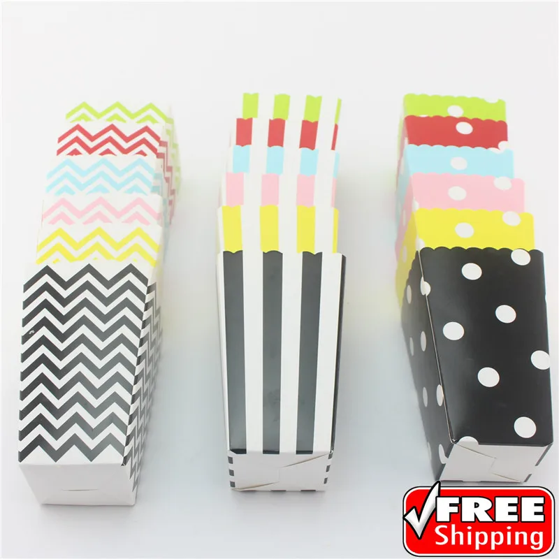 720 шт Бесплатная доставка DHL бумажные коробки для попкорна опт цветные полоски в