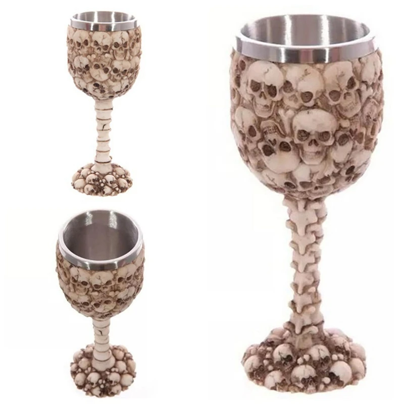 Творческий Кружка-Череп 3D Кубок смолы Нержавеющая сталь бокал вина для