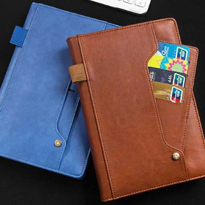 Notebook stationery with business card soft leather conference working record book A5 notebook for College Students | Канцтовары для