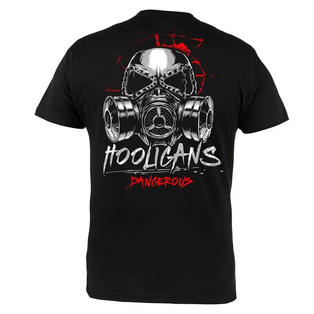 Мужская футболка из 100% хлопка Hooligans Dangerous Ultras черная хорошего качества Новинка