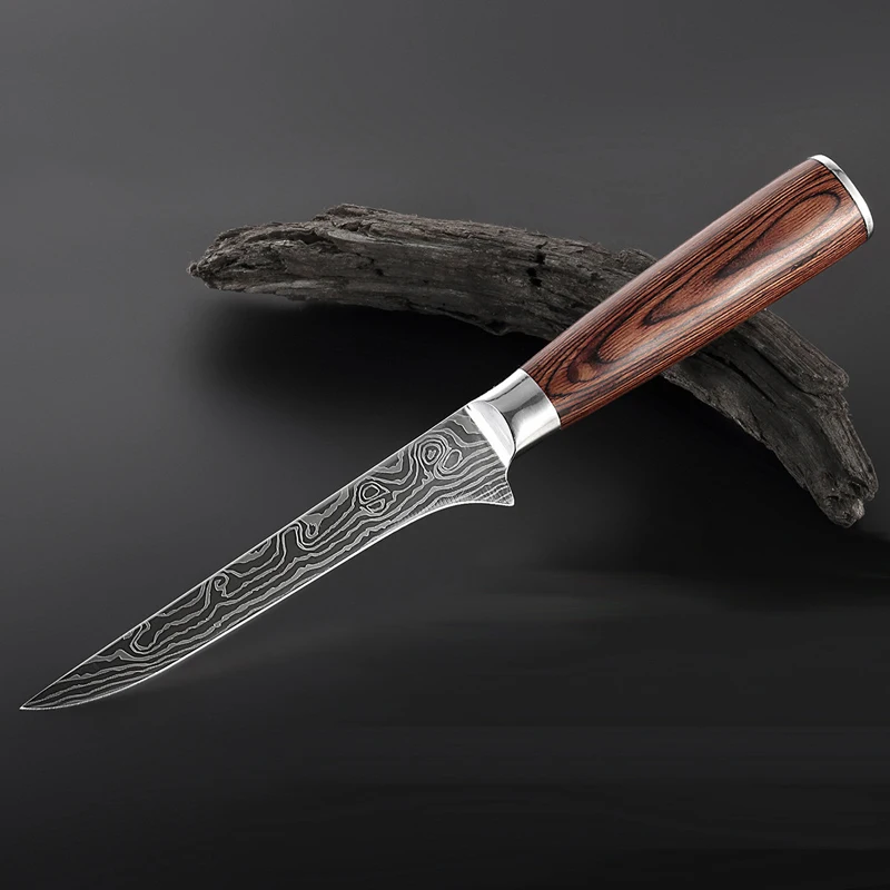 

Нож шеф-повара из нержавеющей стали с имитацией Дамасского узора, 5,5 дюйма