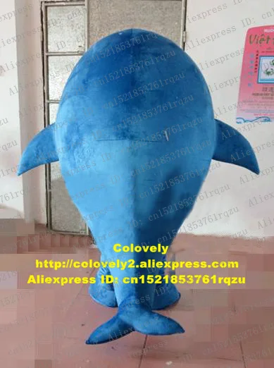 Happy Blue Dolphin Porpoise Sea Hog Delphinids Whale Cetacean Mascot Costume Cartoon Character Mascotte White Stomach ZZ1746 FS |