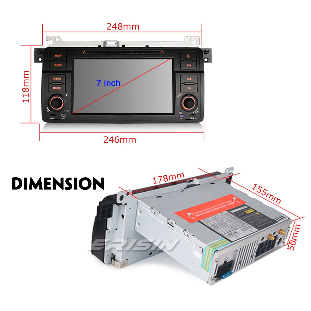 Erisin ES2946B 7 &quotавтомобильный мультимедийный плеер авто радио Android 9 0 DAB + DVR OBD GPS для E46