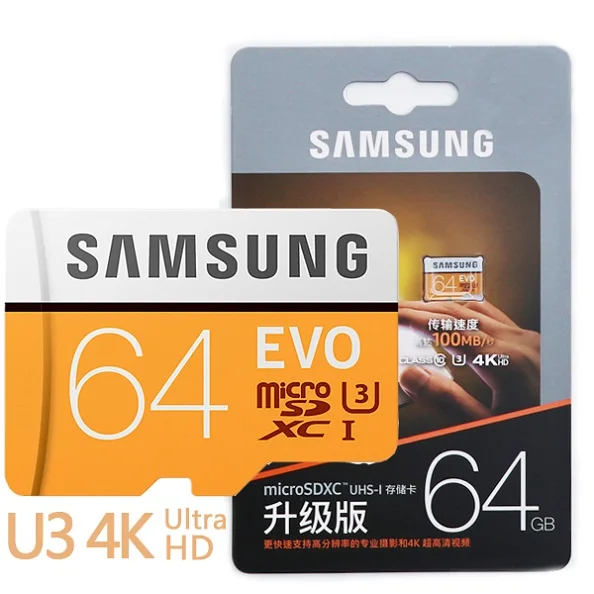 SAMSUNG U3 Micro SD 256 ГБ/128 ГБ/64 Гб SDXC U1 32 ГБ/16 ГБ SDHC класс 10 TF CF карта памяти C10 Microsd флэш-карты - Емкость: 64GB-U3 R100MBs