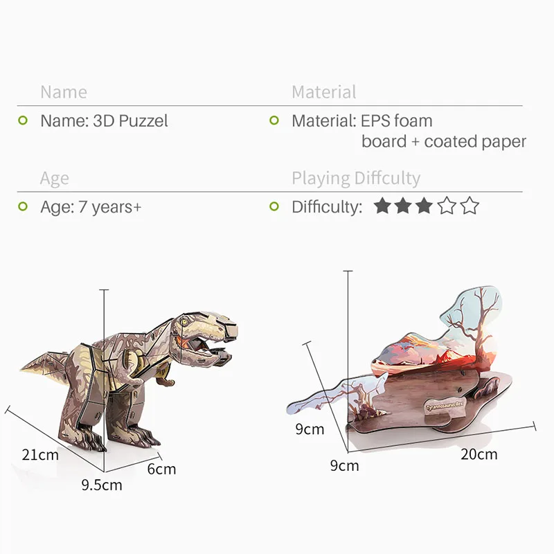 Новая 3D головоломка динозавра для детей пенопластовая игрушки животные сделай