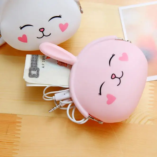 Kawaii детская сумочка для девочек мягкий силиконовый массажер с длинными ушками