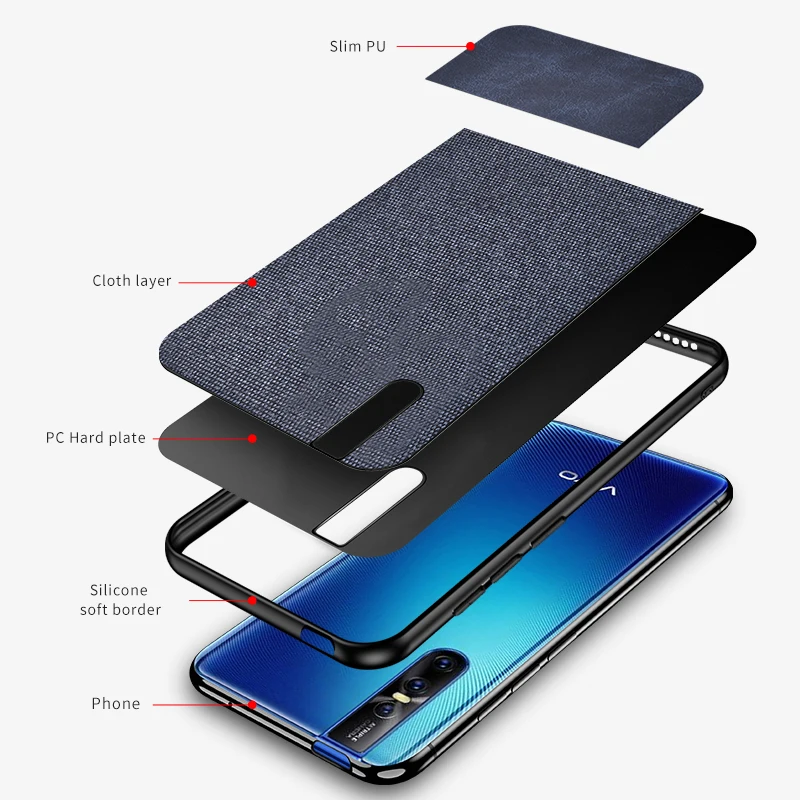 Тканевый чехол для VIVO V15 Pro ткань твердая задняя крышка V15Pro телефона мягкий