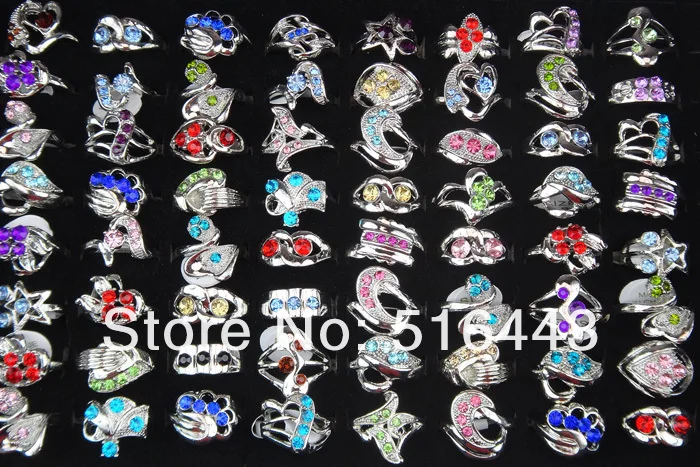 Новое поступление 10 шт. чешские Модные посеребренные кольца Стразы с кристаллами