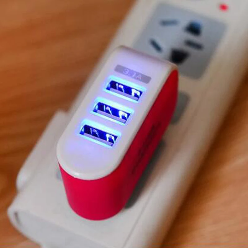 Зарядное устройство для телефона EU Plug 3 порта светодиодный легкое зарядное usb 5 в 2A