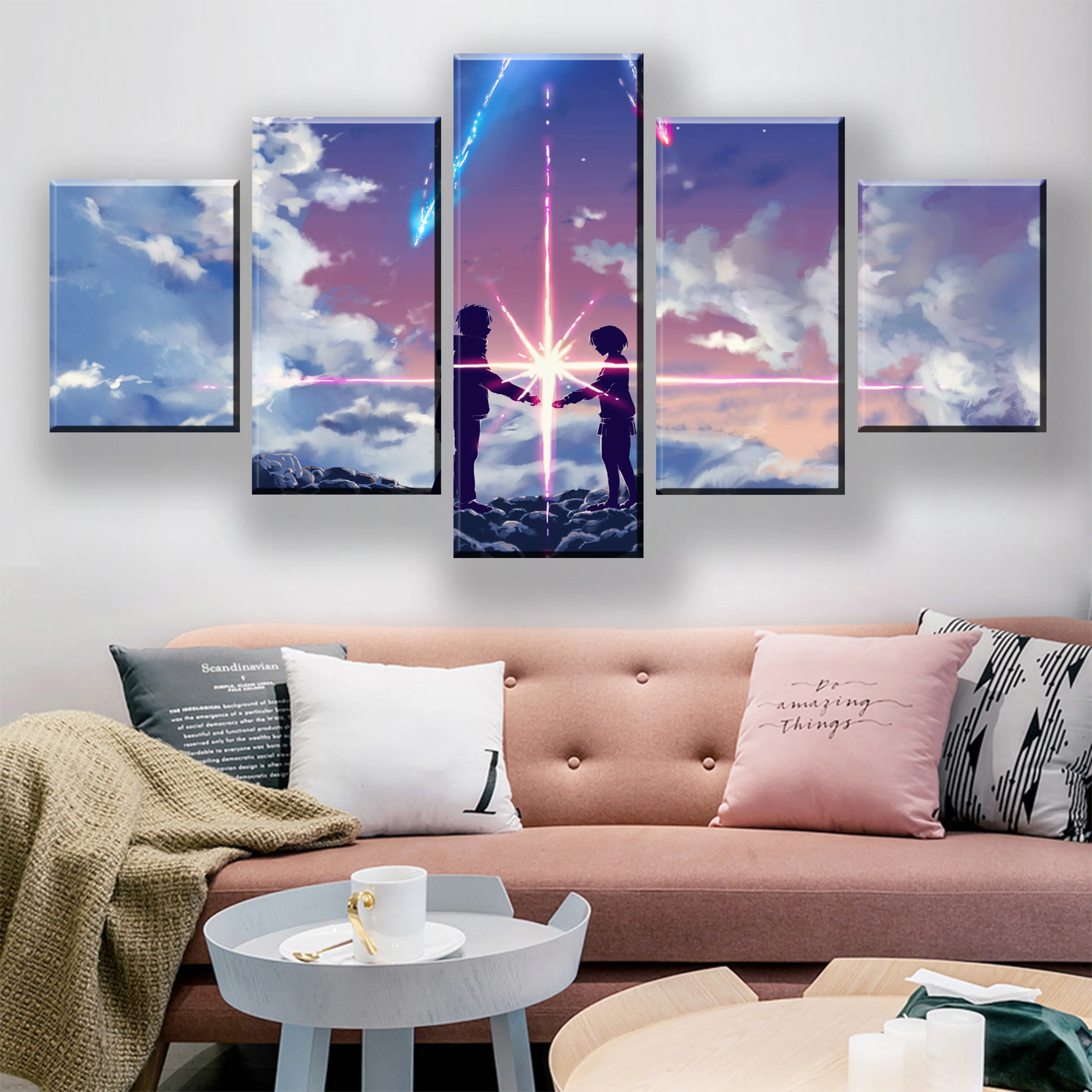 

HD Print 5 Piece Abstract Canvas Art Poster Color Sky Cartoon Paintings On Canvas Wall Art For Home Decorations Decor Framework