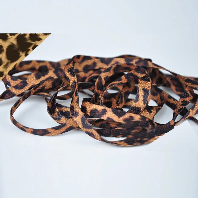 Leopard Print 1 Пара Новейших Классических шнурков с леопардовым принтом; модные шнурки на плоской подошве для всех видов обуви; - Цвет: Leopard Print
