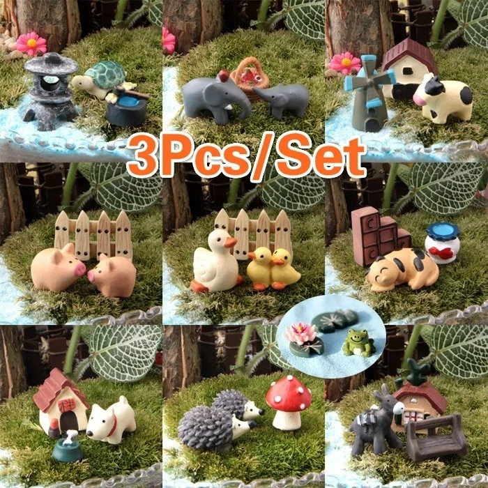 

3PCS / Set Cute Resin Dog World Ornaments Accessory Resin Craft Figurines & Miniatures for Home Garden Decoration
