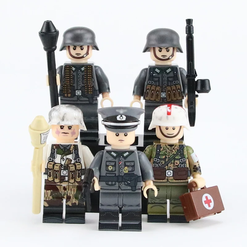 5 шт. Weltkrieg 2 Немецкий Снежный солдат медник части солдат оружие фигурки аксессуары военные строительные блоки игрушки для детей