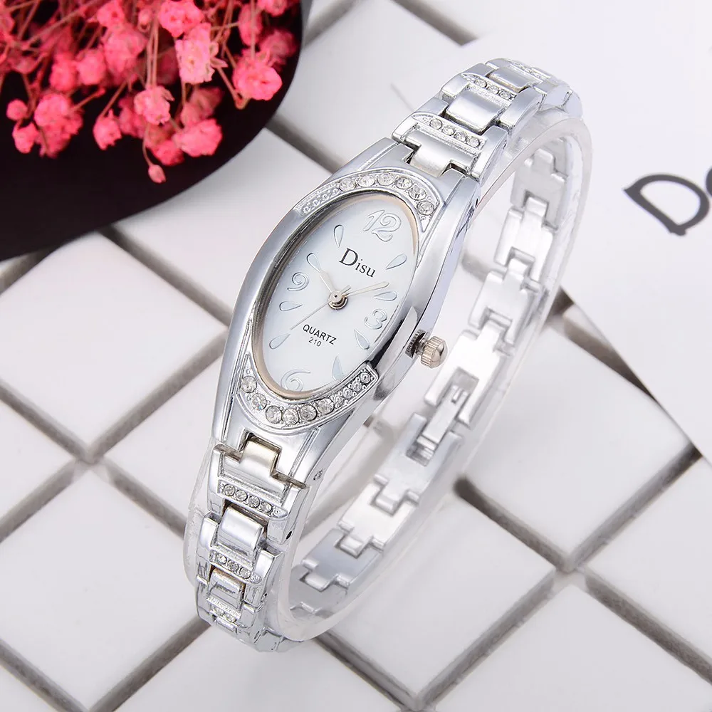 Женские Элегантные часы с покрытием из розового золота браслет со стразами