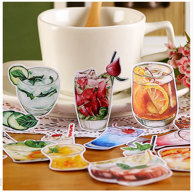 20pcs Creative Cute Self-made Ice drink series Scrapbooking Stickers /Decorative Sticker /DIY Craft Photo Albums/trunk sticker 36pcs creative cute self made retro victoria rose stickers scrapbooking stickers decorative sticker diy craft photo albums