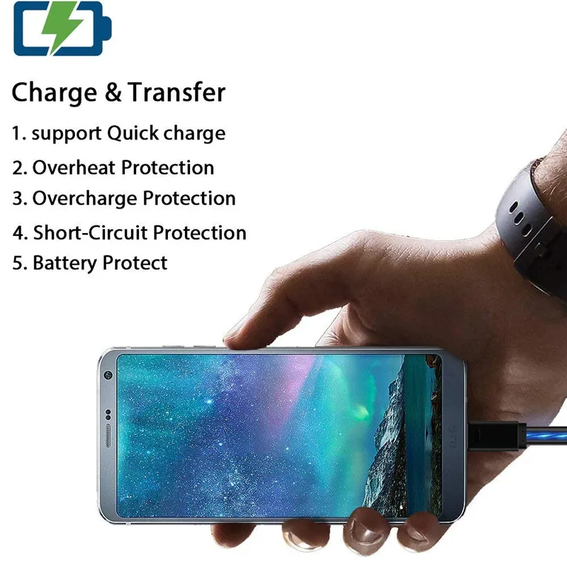 Светодиодный зарядный кабель lighttig для iPhone samsung huawei Xiaomi Micro usb type C, светящийся зарядный кабель, зарядное устройство для мобильного телефона