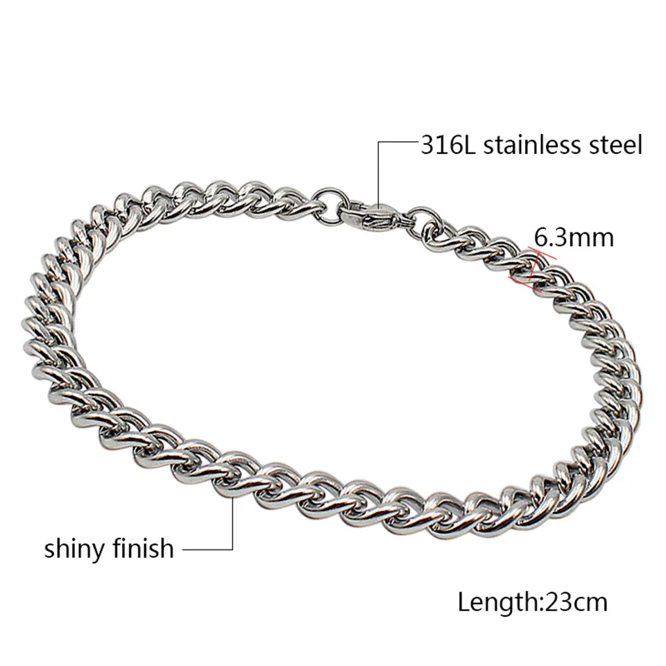 

Stainless Steel Men's Bracelet Chain Bracelet High Polished Link Bracelet Personality Fashion Jewelry Best 23cm