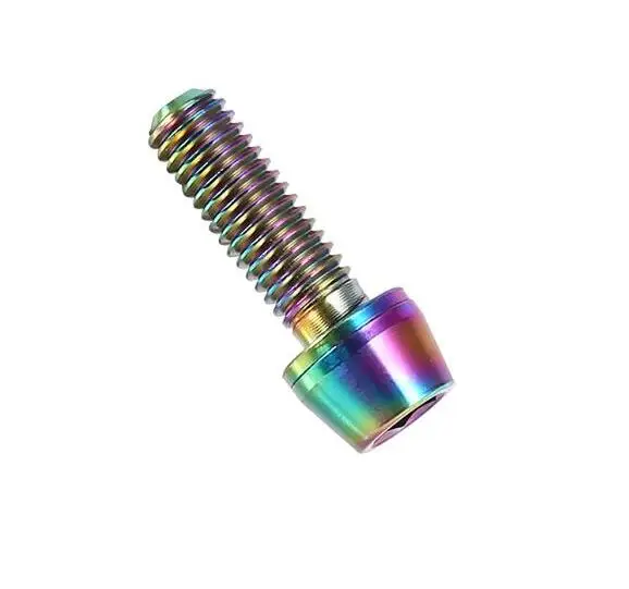 Colorful M5x16mm титановый сплав, велосипедная титановая головка, болт, конус с шайбой для горного велосипеда MTB, золотой, цветной, черный, серебристый - Цвет: Colorful