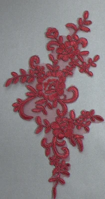 burgundy 1 шт. 25*12,5 см золотые/белые/черные/розовые/красные свадебные платья Кружевная аппликация аксессуары вышивка кружевная аппликация Ткань - Цвет: burgundy