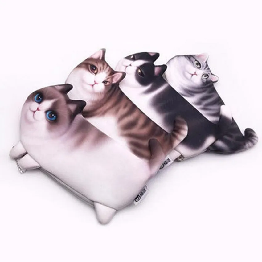 

M143 женские кошельки для ручек, милые модные кошельки 3D в форме кота на молнии, чехол-карандаш, кошелек для монет, Женский студенческий подаро...