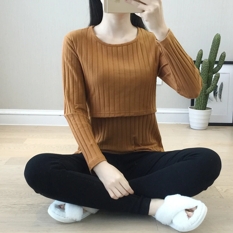Long Sleeve Maternity Nursing Tops Pregnancy Breastfeeding Tees Shirt Clothes For Pregnant Women Wear Feedding Top Clothing | Мать и