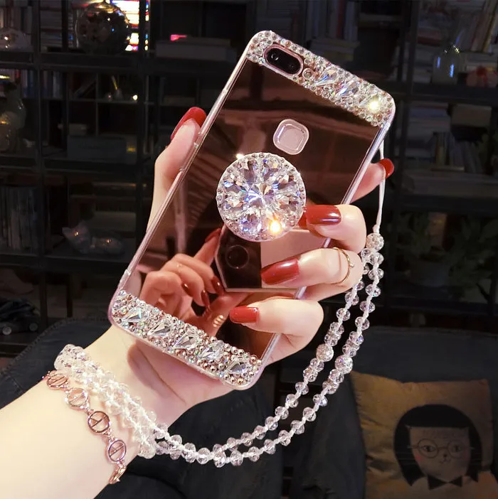 Phone Case For IPhone 11Pro Max X XS XR 6 6S 7 8 Plus Luxury Glaring Sparkle Bling Diamond Stand Soft Mirror Anti-Fall Cover |