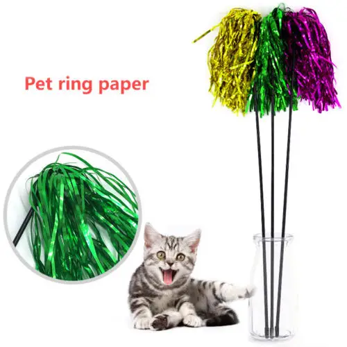 New Interesting 1 Pcs Colorful Ribbon Cat Toy Wand Pet Teaser For Cats Random Color Toys | Дом и сад