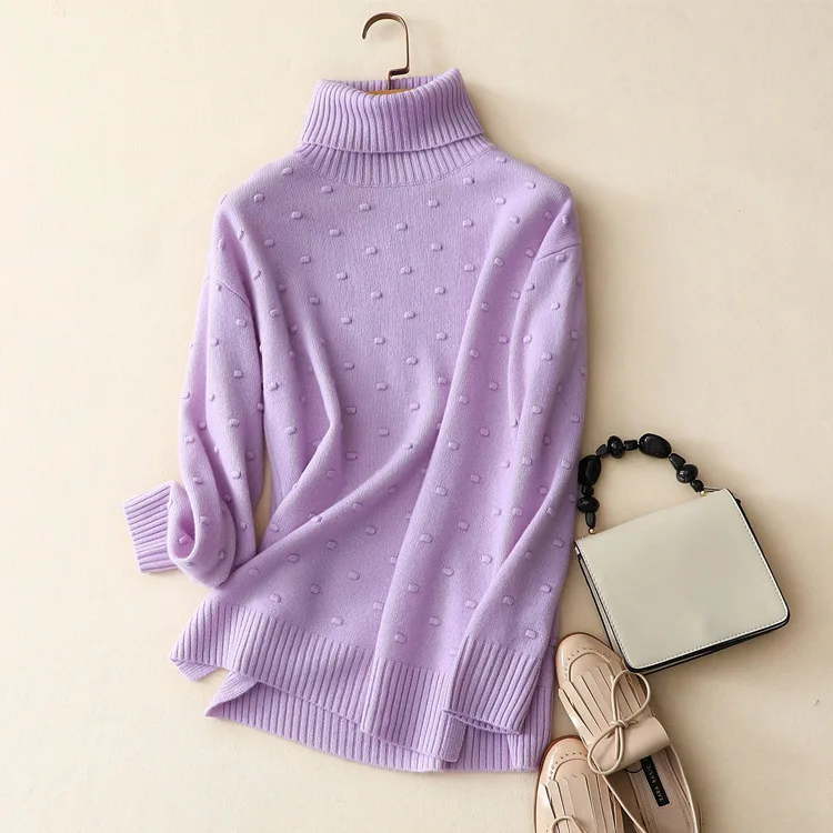 Shuchan Warm Knitted Sweater For Women 100% Cashmere Women's Turtleneck Pullovers Dot Clothes Winter Womens 2018 | Женская одежда