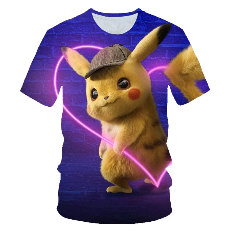Детская футболка с 3D принтом Pokemon Detective Pikachu модная летняя короткими рукавами топы