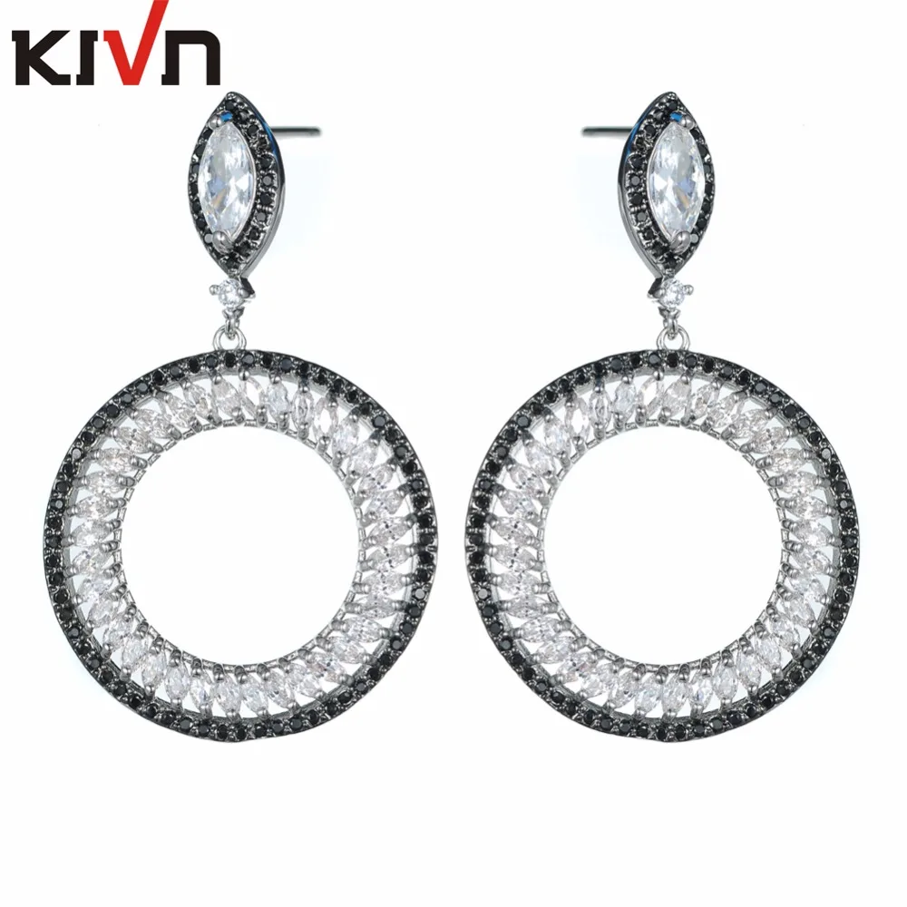 KIVN модные ювелирные изделия висячие серьги Королевского синего цвета с фианитом