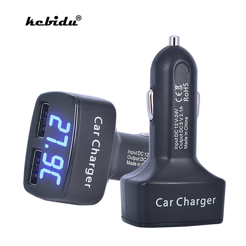 Автомобильное зарядное устройство KEBIDU с двумя USB портами 5 В 3 1 а