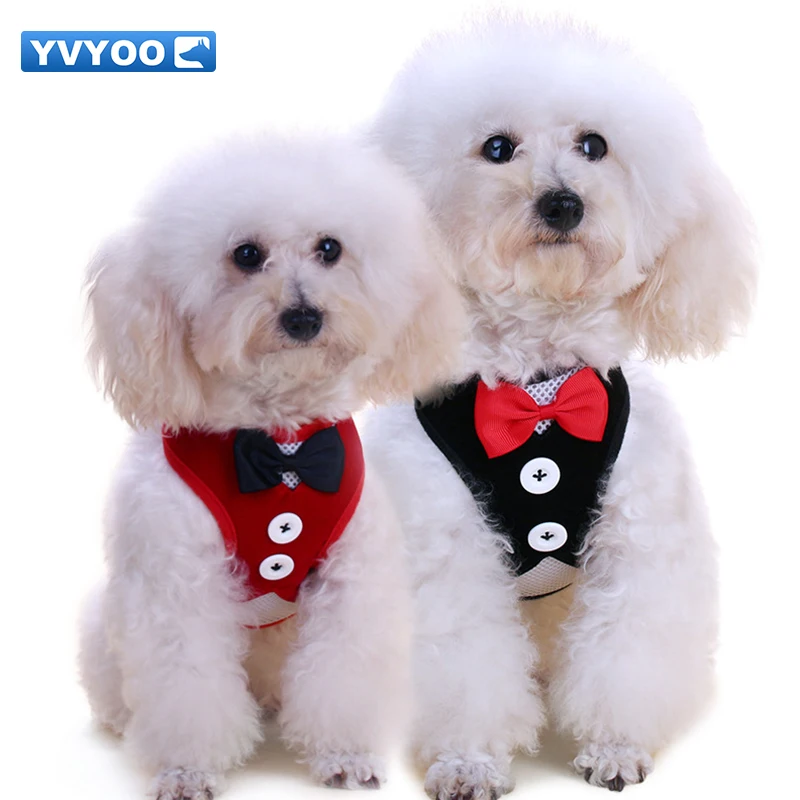 YVYOO Pet нейлоновый поводок для собак Сетки щенок жилет дышащий Pet ремни безопасности для прогулок и поводок для собак, Элегантная блузка с бантом, Блейзер, костюм, смокинг для маленьких собак A201