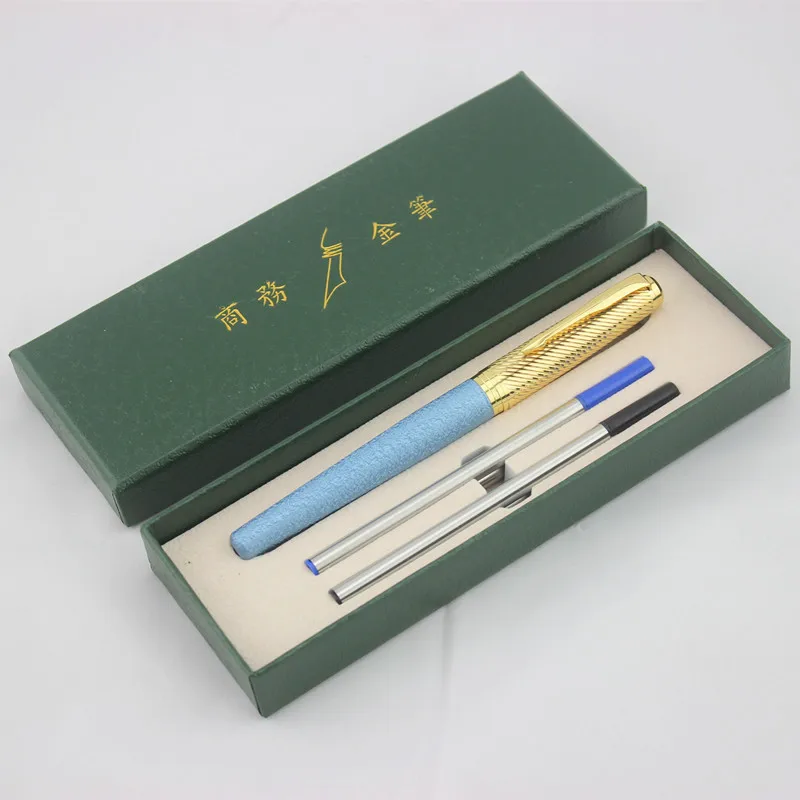 

DIKA WEN Rollerball Pen Luxury Gold Clip Ballpoint Pen 0.5mm Black Refill Metal Roller Ball Pens Free Shipping